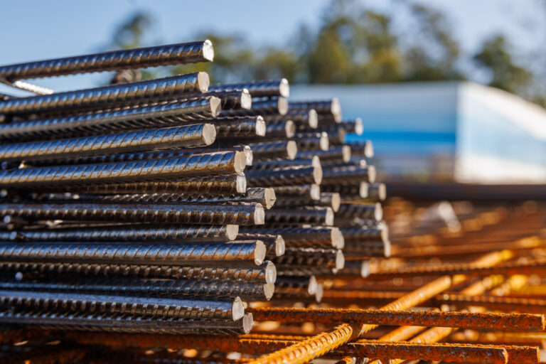 Housing Construction. Steel Reinforcement Bars. Rebar.